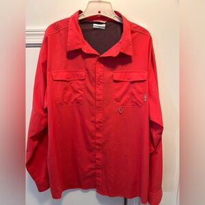 Columbia PFG Shirt Men's Size XXL Salmon Hiking Fishing Vented Long Sleeve